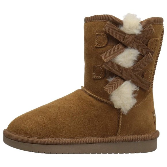 NIB UGG KOOLABURRA GIRL'S CLASSIC SHORT SUEDE FUR LINED WINTER BOOTS CHESTNUT - Picture 6 of 6